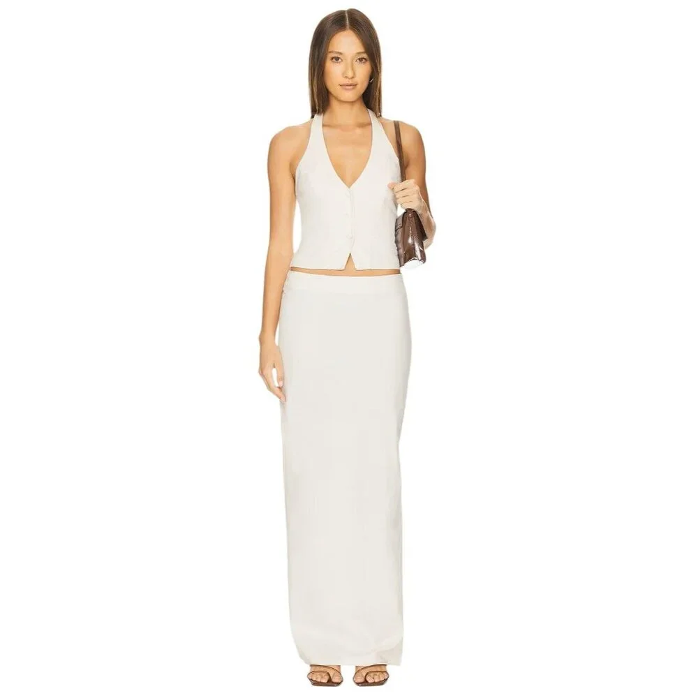 ALL THE WAYS Zephyra Skirt in Ivory Large New Womens Maxi Long